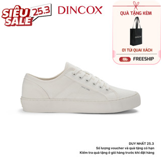 Giày Sneaker Vải Canvas Nam Nữ E18 White Dincox Shoes - Giày Trắng Đi Học