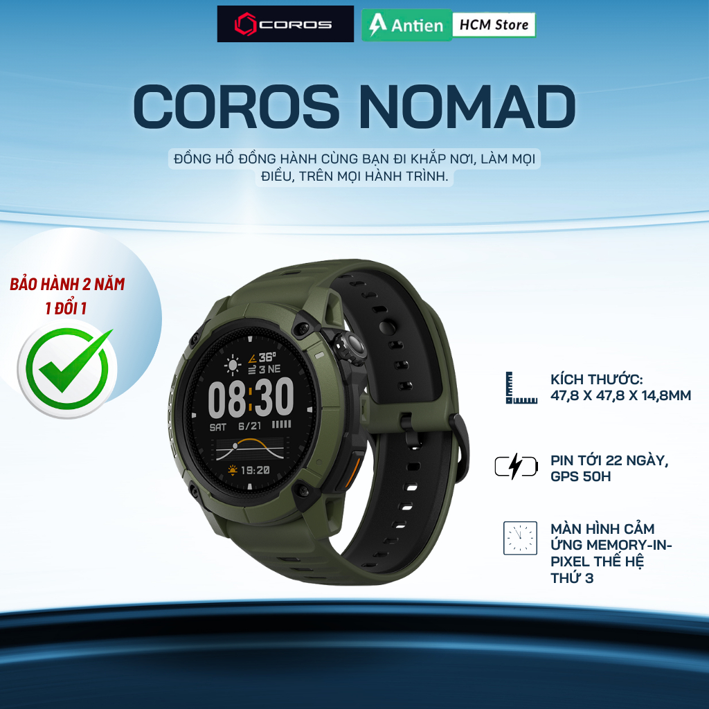 Đồng hồ thể thao thông minh Coros Nomad - Hàng Chính Hãng