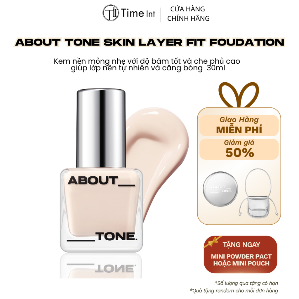 Kem Nền ABOUT TONE Skin Layer Fit Foundation Mỏng Nhẹ Tự Nhiên Che Phủ Tốt Lâu Trôi (30ml)