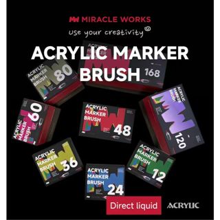 MW Bộ bút dạ lỏng Acrylic đầu cọ mềm 12/24/36/48/60 màu - Dụng cụ học tập văn phòng phẩm cho học sinh
