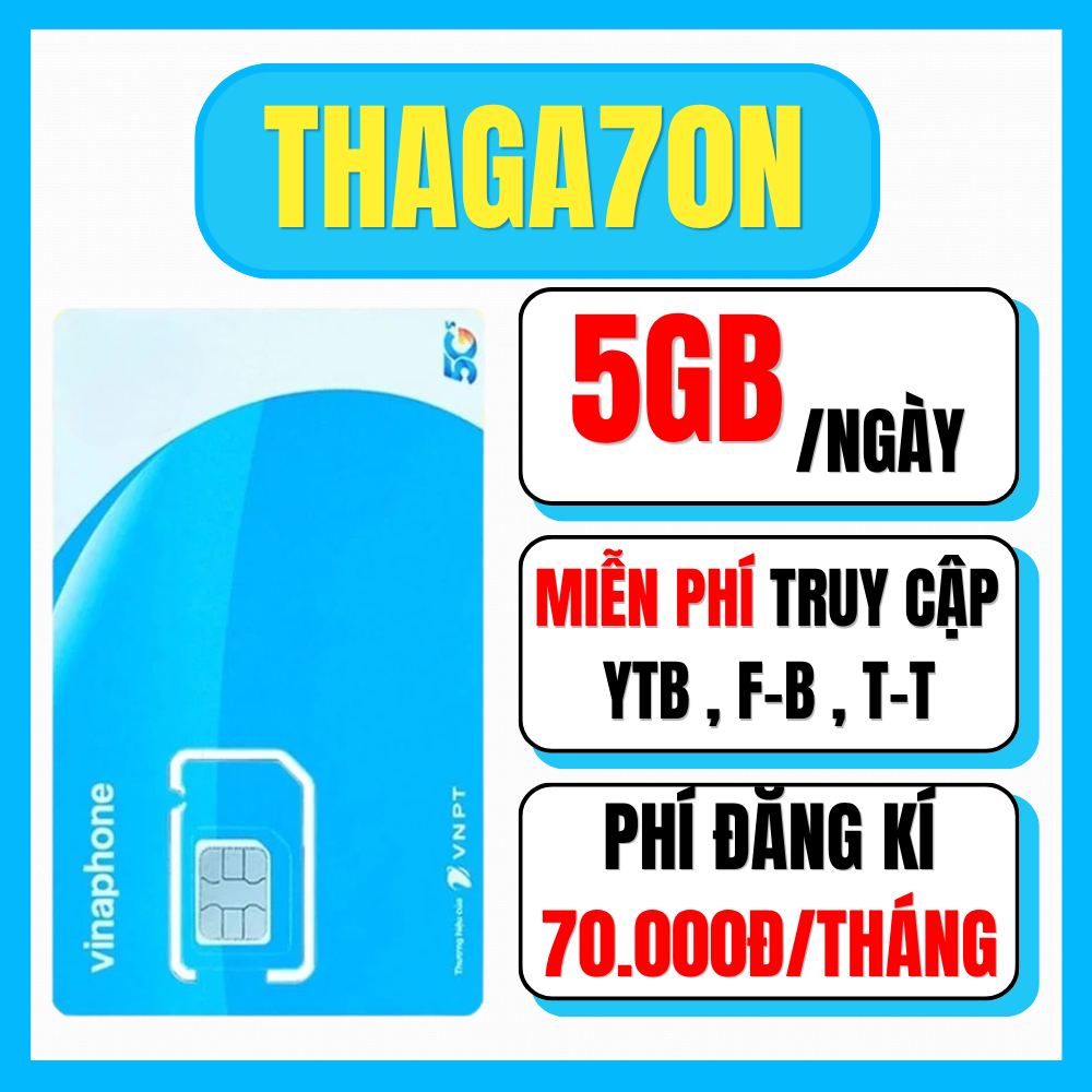 BIG50Y 0Đ - Tặng 5GB/NGÀY (150Gb/Tháng) + 1 Tỷ GB Mạng Xã Hội Sim Đăng Ký Theo Tháng Giá Rẻ Vinaphon
