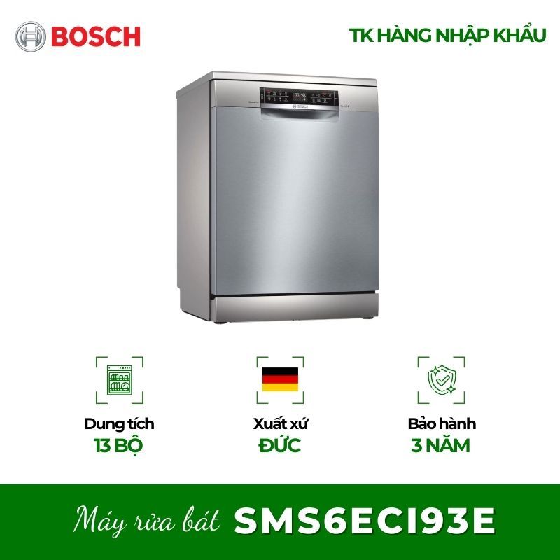 Máy Rửa Chén Bosch SMS6ECI93E Serie 6 – Độc Lập, Điều Khiển Từ Xa, Sấy Tăng Cường