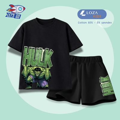 Bộ đồ bé trai in hình hulk- Quần áo trẻ em size từ 15-40kg-  Loza Kids SB638