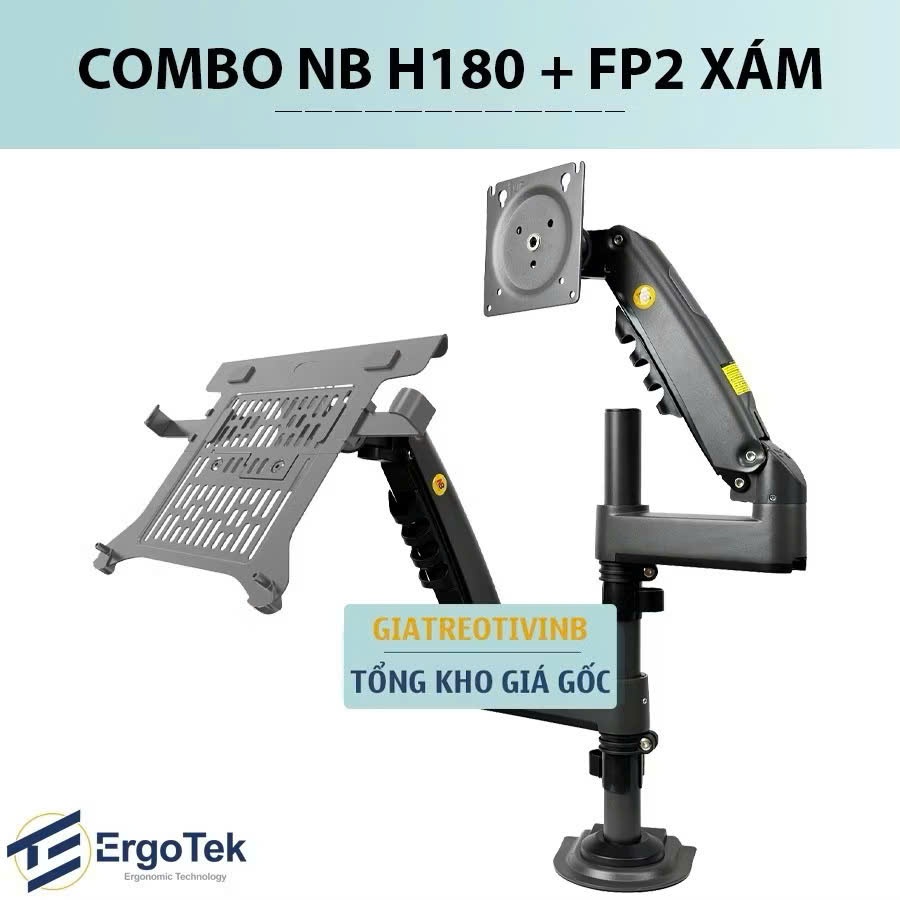 COMBO Giá Treo Màn Hình H180 + Giá Đỡ Laptop FP2 (17-30inch ) - Phiên Bản Mới Nhất 2025