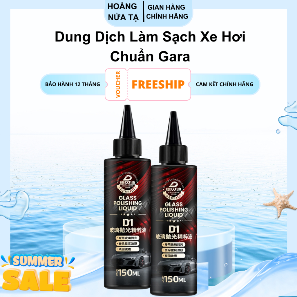 Nano D1 150ml Dung dịch tẩy ố kính, gương ô tô cao cấp giúp loại bỏ màng dầu và cặn canxi trên kính 