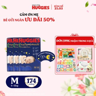 Combo 3 Tã quần Huggies Nature Made ban đêm M58/L44/XL38/XXL26