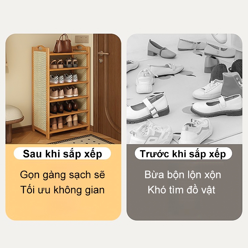Kệ giày Tre Tự Nhiên Nhiều Tầng Tiết Kiệm Không Gian Để Giày Gọn Gàng Cho Nhà Chật | BigBuy360 - bigbuy360.vn