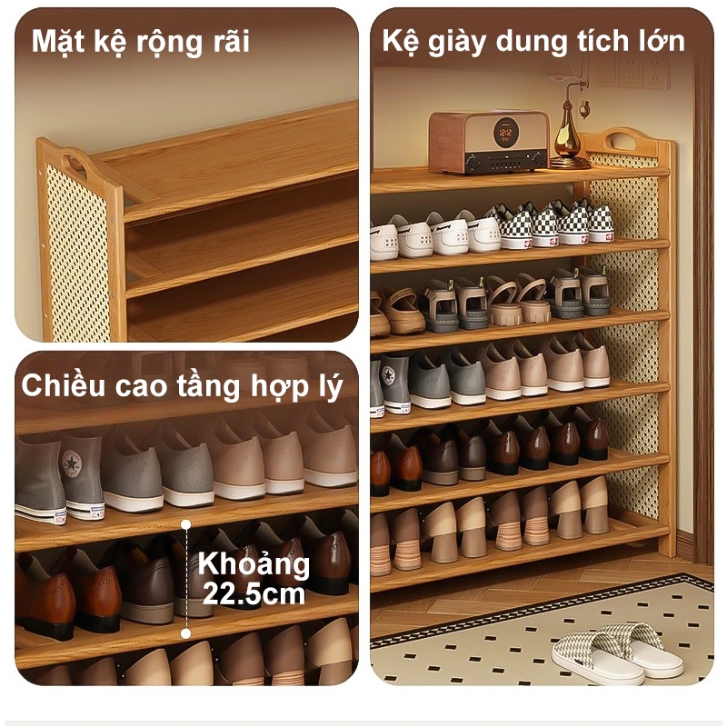 Kệ giày Tre Tự Nhiên Nhiều Tầng Tiết Kiệm Không Gian Để Giày Gọn Gàng Cho Nhà Chật | BigBuy360 - bigbuy360.vn