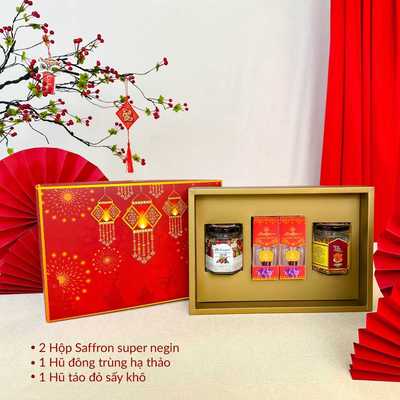[SET QUÀ TRUNG THU] Nhụy hoa nghệ tây Saffron super negin với đông trùng hạ thảo