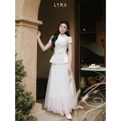 LYRA - Áo Ren Nữ Cổ Sen Tay Phồng Dáng Peplum Ôm Eo Phối Nơ Thanh Lịch Phong Cách Tiểu Thư VSYAC0331
