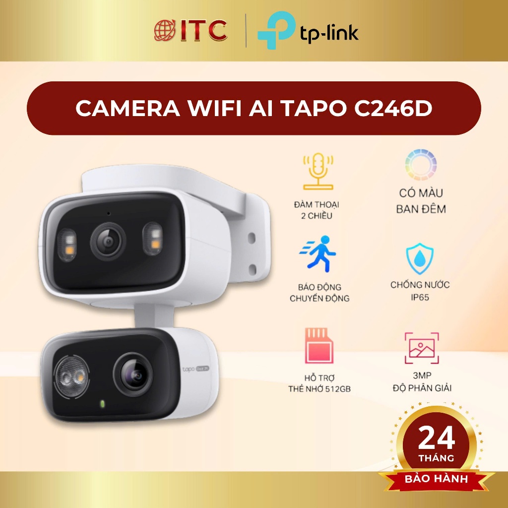 Camera quay quét 2 ống kính TP-Link Tapo C246D chống nước giám sát đàm thoại 2 chiều