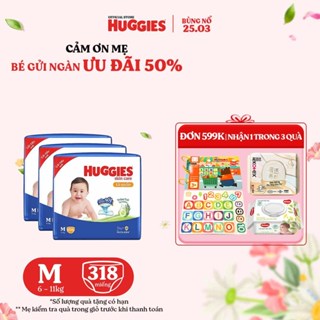 Combo 3 Tã quần Huggies Skincare Mega Jumbo M106/L96+8/XL84+4/XXL76+4