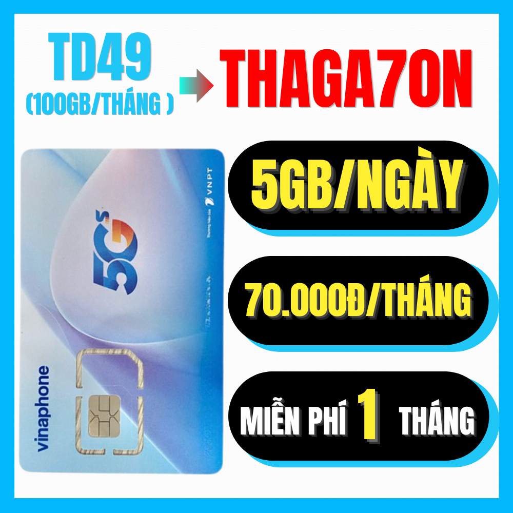 SALE RẺ - VINAPHONE 5G TD49 TẶNG MỖI THÁNG 100GB FULL TỐC ĐỘ CAO - SỐ ĐẸP CHÍNH CHỦ (CÓ ESIM)