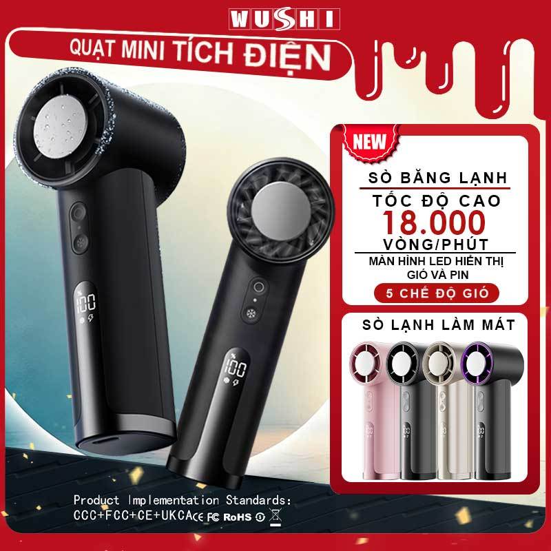 WUSHI Quạt mini phiên bản làm lạnh  4000 mAh Turbo Jet Mini Quạt tích điện Cầm Tay Di Động Gió Mạnh 