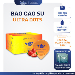 Bao cao su Feelex gân gai, nhiều gel bôi trơn - Hộp 10 bcs