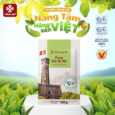 Ô mai Sấu Hà Nội, túi 100gram. Vị chua, mặn, ngọt, cay của gừng già - Hương vị thủ đô