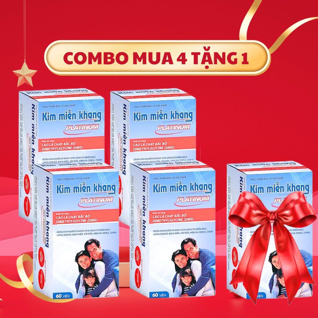 Combo 4+1 hộp Kim Miễn Khang platinum 60 viên dòng sản phẩm cao cấp, hỗ trợ vảy nến, lupus ban đỏ