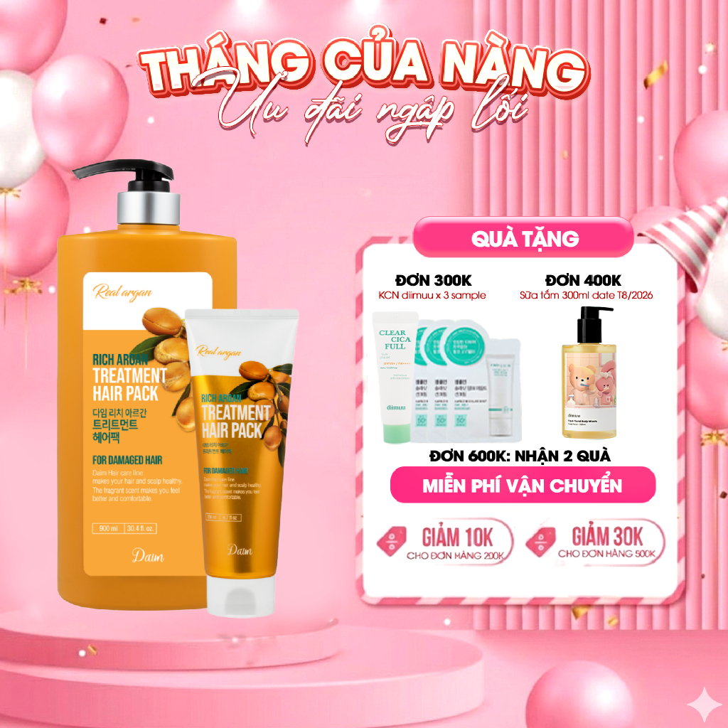 Kem ủ tóc ARGAN phục hồi và giảm rụng tóc - DAIM RICH ARGAN TREATMENT HAIR PACK