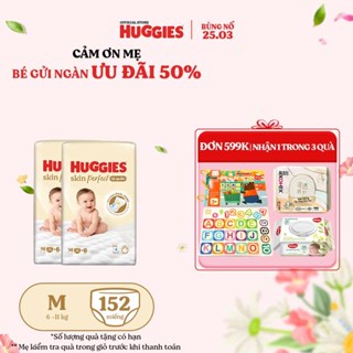Combo 2 Tã quần Huggies Skin Perfect Super Jumbo M70+2/ L60+2/ XL52+6/ XXL48+6 miếng với 2 vùng thấm giảm kích ứng da