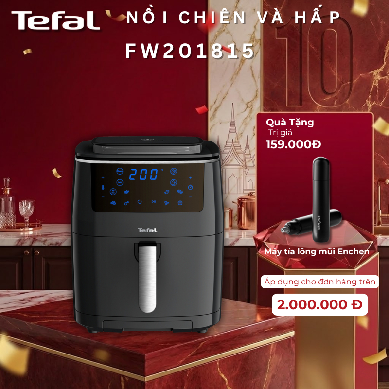 Nồi chiên không dầu kết hợp hấp Tefal FW201815 6.5 lít - Hàng Chính Hãng / BH 02 Năm