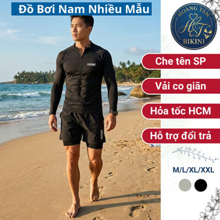 Đồ bơi Nam dài tay Quần 2 lớp kín đáo chất thun co giãn 4 chiều thoái mái vận động thấm hút mồ hôi