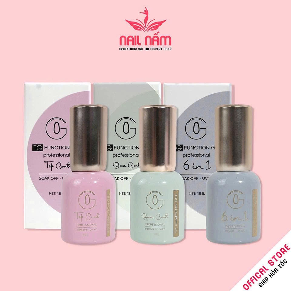 Base, top coat, 6in1 hãng TG cọ mảnh cao cấp chai 10g