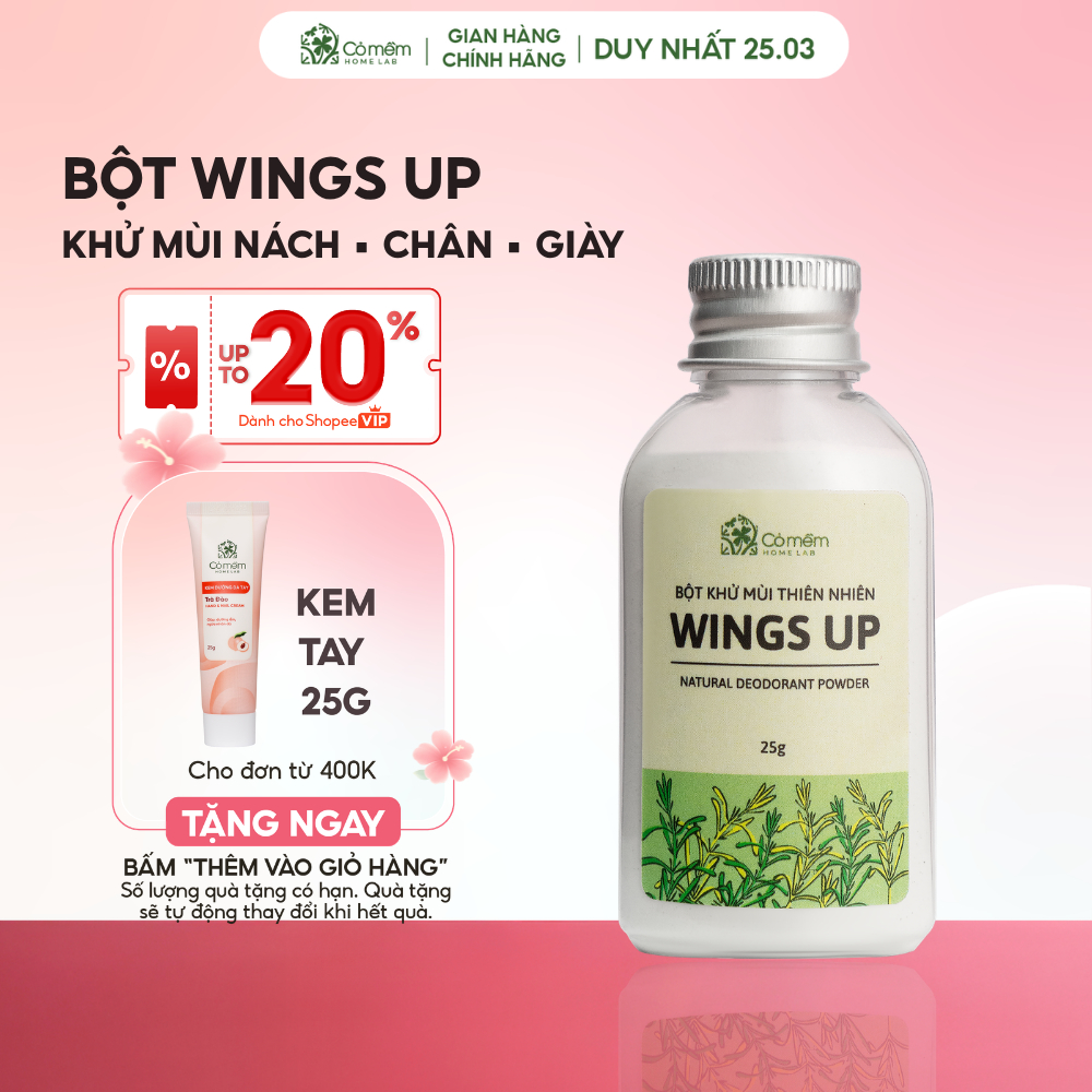 Bột Khử Mùi Wings Up Khử Mùi Hôi Chân Hôi Nách Giày KIếm Soát Mồ Hôi Hôi Cỏ Mềm 25g