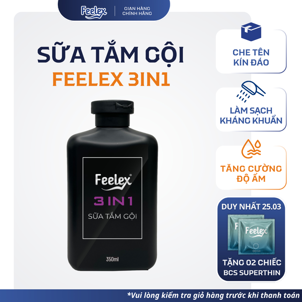 Sữa tắm gội rửa mặt Feelex 3 in 1 hương nước hoa cao cấp thanh lịch, hấp dẫn đẳng cấp phái mạnh - 350ml