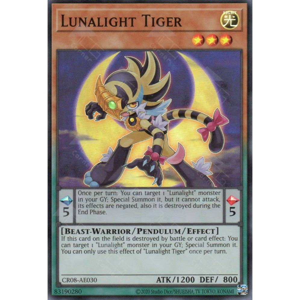 [ Bài Yugioh Chính Hãng ] CR08-AE030 Lunalight Tiger (SR)