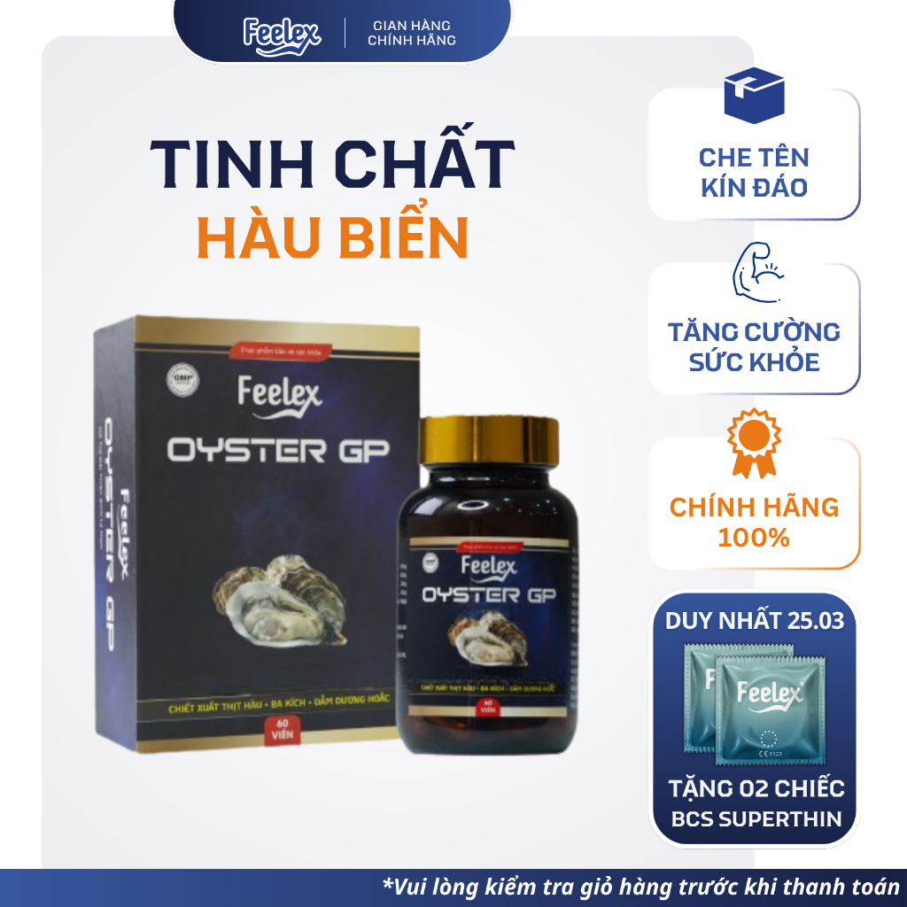 Tinh chất hàu biển cao cấp Feelex Oyster GP - 60 viên