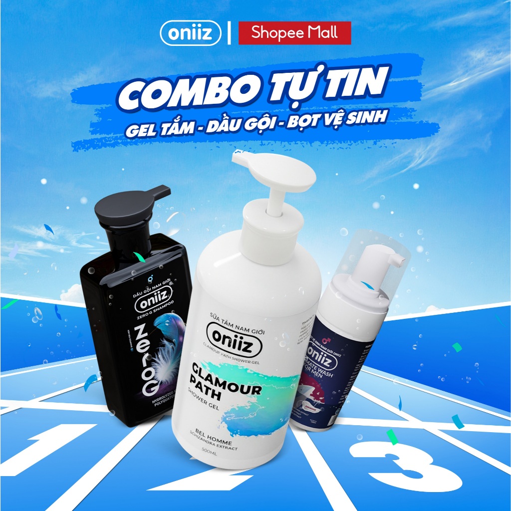 Combo Tự Tin - Bọt vệ sinh nam giới Oniiz, Sữa tắm hương nước hoa, Dầu gội nam tính mới ZeroG