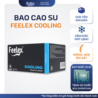 Bao cao su Feelex Cooling siêu mỏng, mát lạnh - hộp 10 bcs