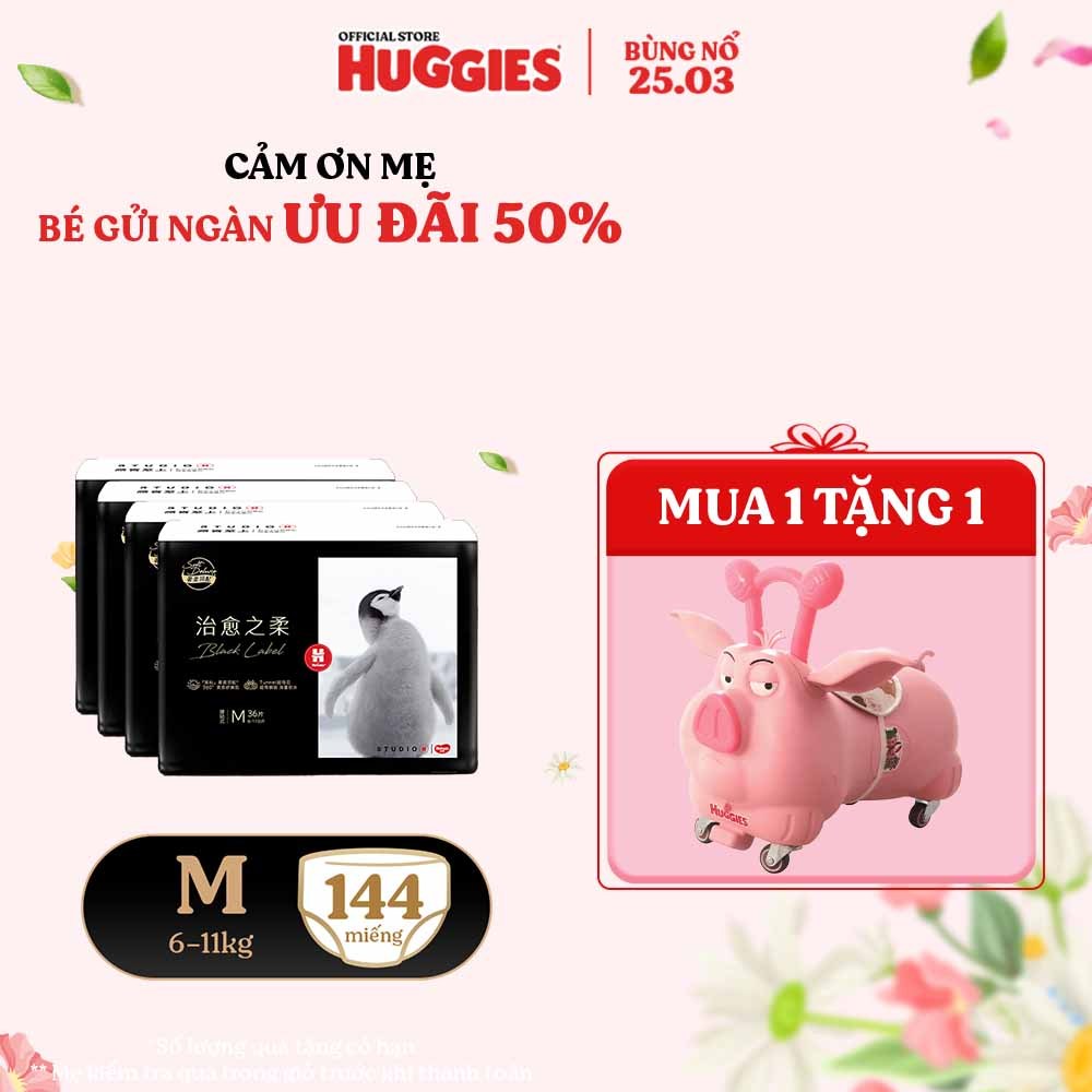 Combo 4 Tã dán/quần Huggies Black Label size M36/L32/XL28/XXL24