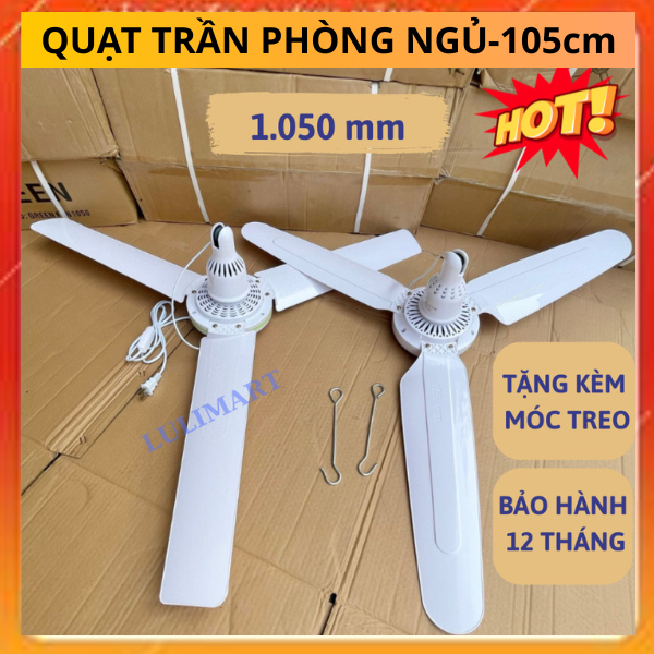 Quạt trần 3 cánh quay 105cm, quạt treo trần phòng ngủ nhỏ, Quạt trần phòng khách quạt đuổi ruồi muỗi