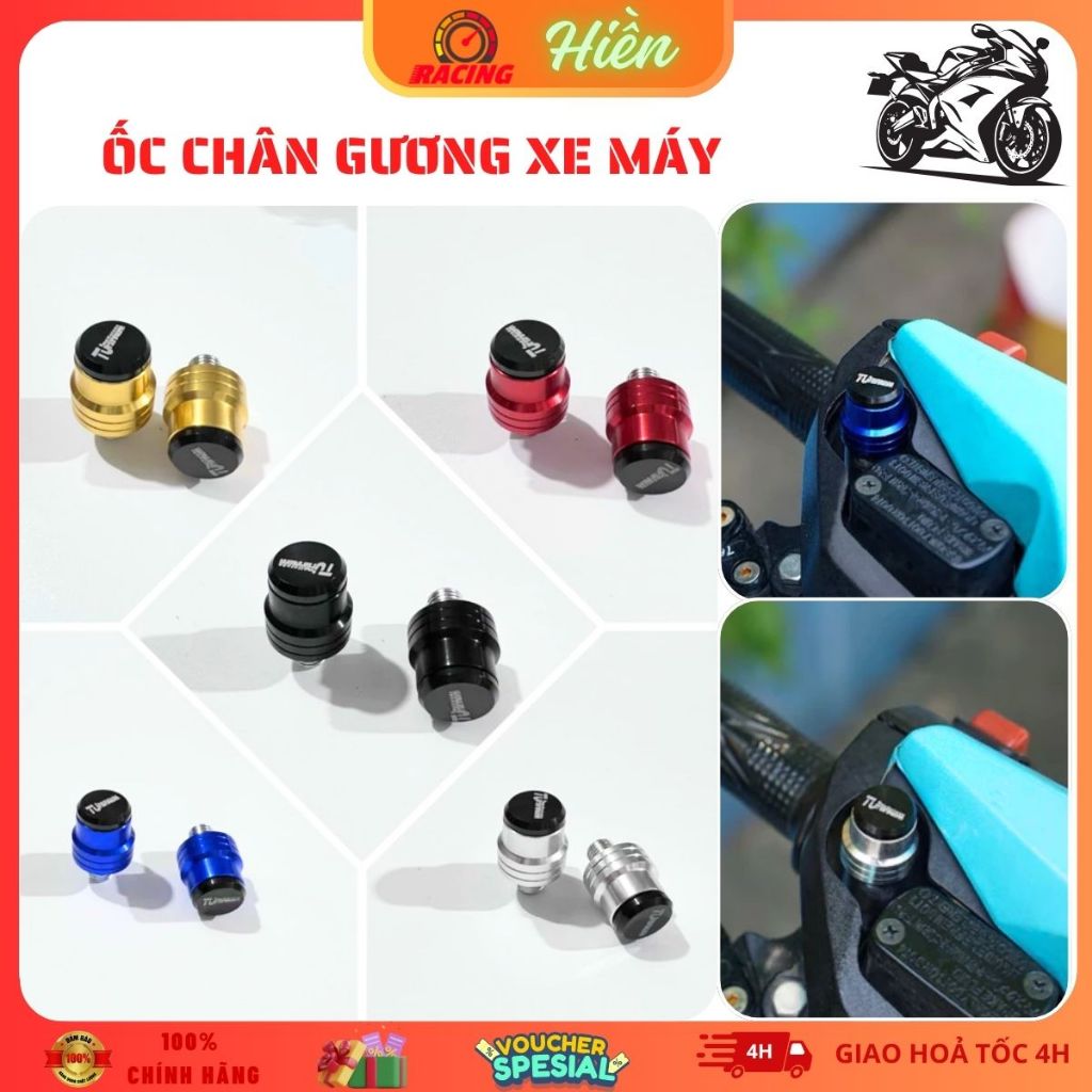 Ôc Kiểu Lắp Chân Kính Xe Máy Đủ Màu