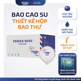 Bao cao su Feelex Note gửi gắm yêu thương, thiết kế hộp bao thư kèm bút, siêu mỏng, nhiều gel bôi trơn - hộp 10 chiếc