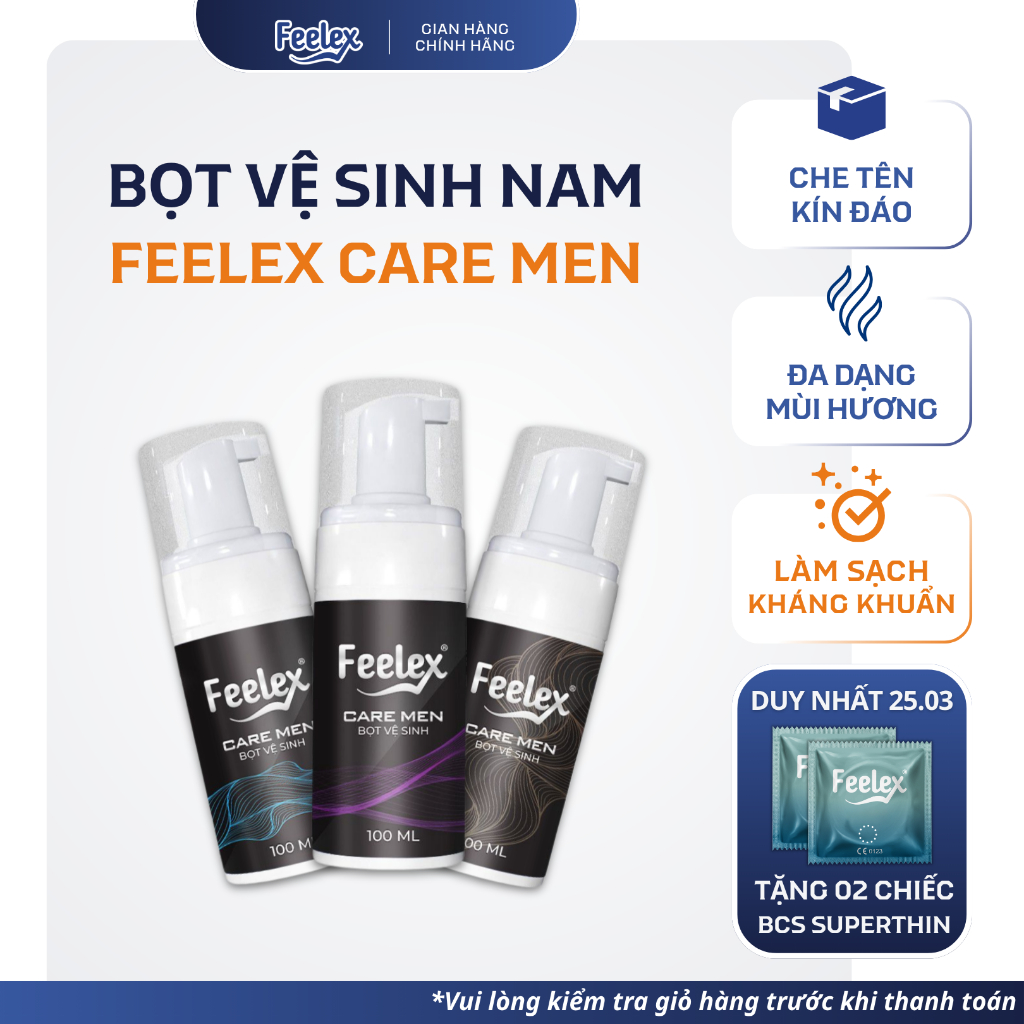 Combo 2 lọ Bọt vệ sinh nam giới Feelex Care Men dung dịch vệ sinh tạo bọt nhiều mùi hương 100ml