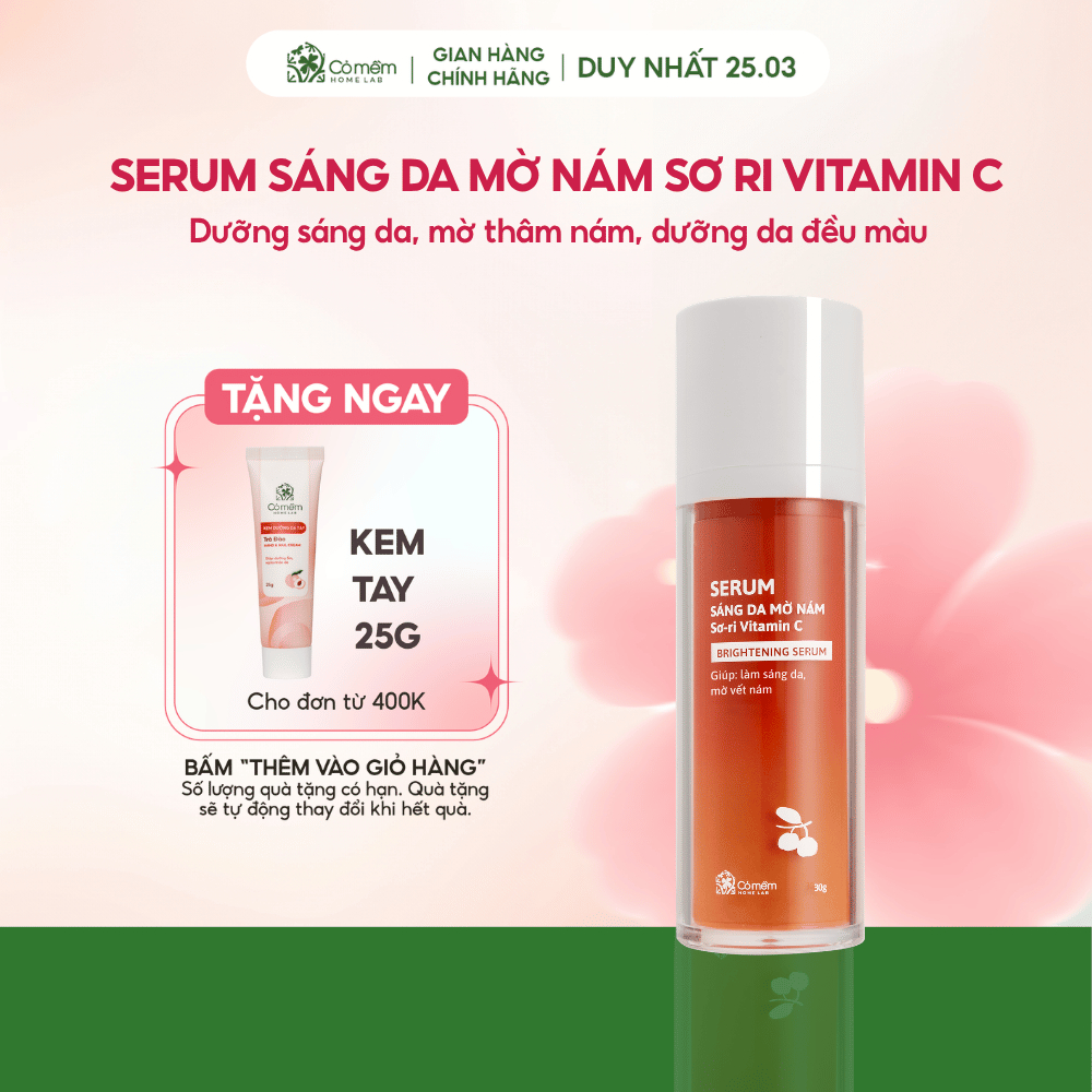 Serum Vitamin C sáng da mờ nám đều màu da từ chiết xuất Sơ-ri Cỏ Mềm 30g