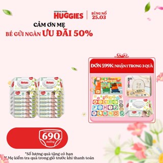 [KOL LIVE] Thùng 12 gói Khăn ướt Huggies không mùi (80 miếng/gói)