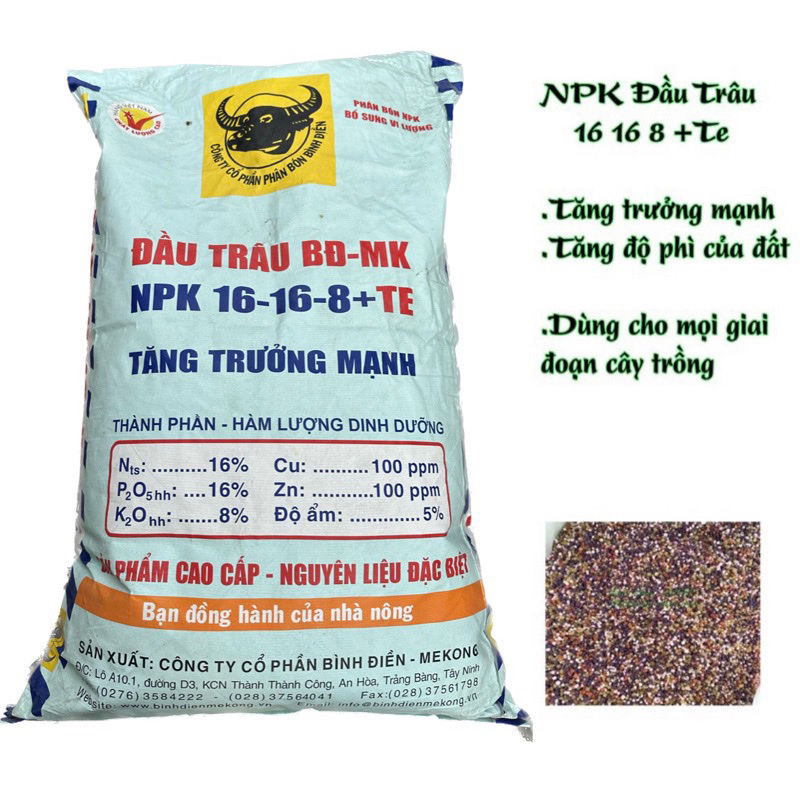 (BAO 50KG) Phân bón đầu trâu BĐ-MK NPK 16-16-8+TE Cung cấp dinh dưỡng, thúc đẩy tăng trưởng cây