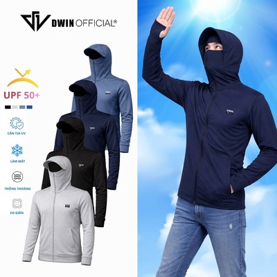 Áo chống nắng nam DWIN chất vải coolmax 2 lớp chống tia UV UPF50+ khoác thoáng mát thấm hút mồ hôi