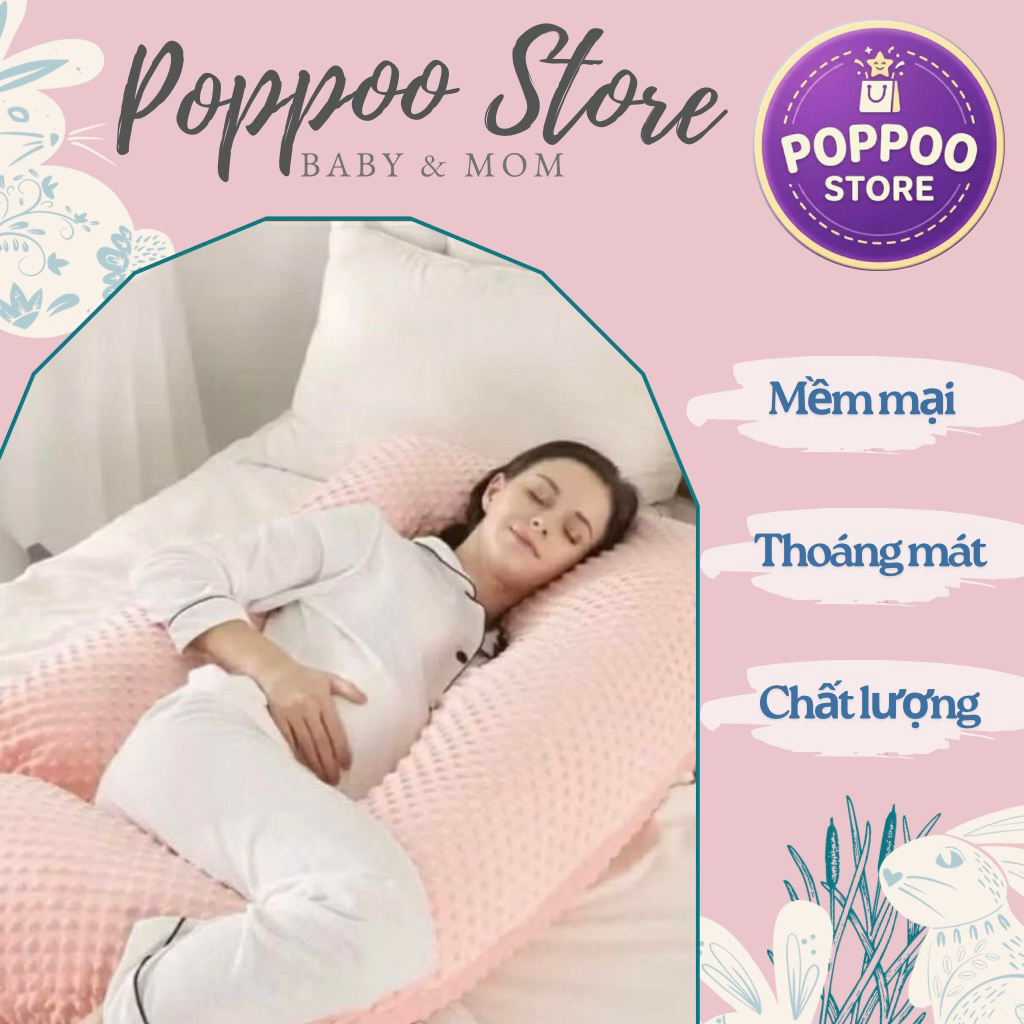 Gối Bầu Chữ U Gối Bà Bầu Vải Nhung Mềm Mịn Hàng Cao Cấp Mẫu Mới Nhất 2024 - Kid Mom VN