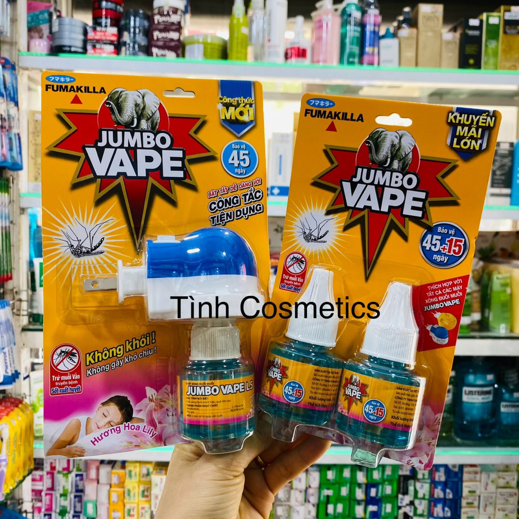 1 máy cắm điện xua đuổi muỗi jumbo kèm 3 lọ tinh dầu muỗi jumbo vape LiLy, đuổi muỗi hiệu quả,an toà