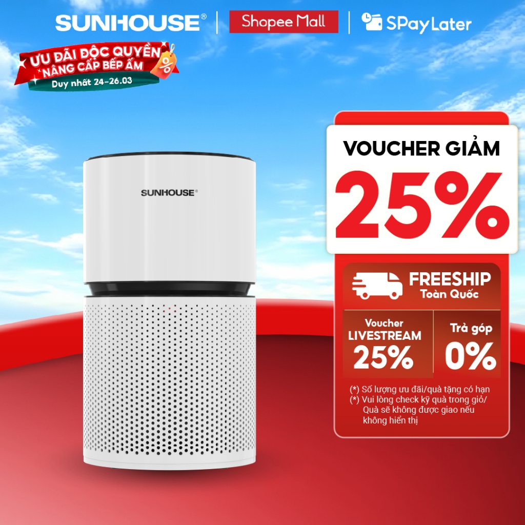 Máy lọc không khí Sunhouse SHD-AP9712 - 3 lớp lọc hiệu quả - Đa dạng chế độ tiện ích - Tích hợp khóa an toàn