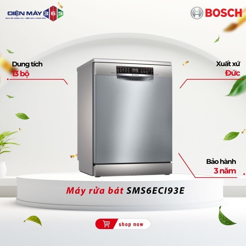 Máy Rửa Bát Bosch SMS6ECI93E Nhập Khẩu Đức – 8 Chương Trình, Điều Khiển Từ Xa
