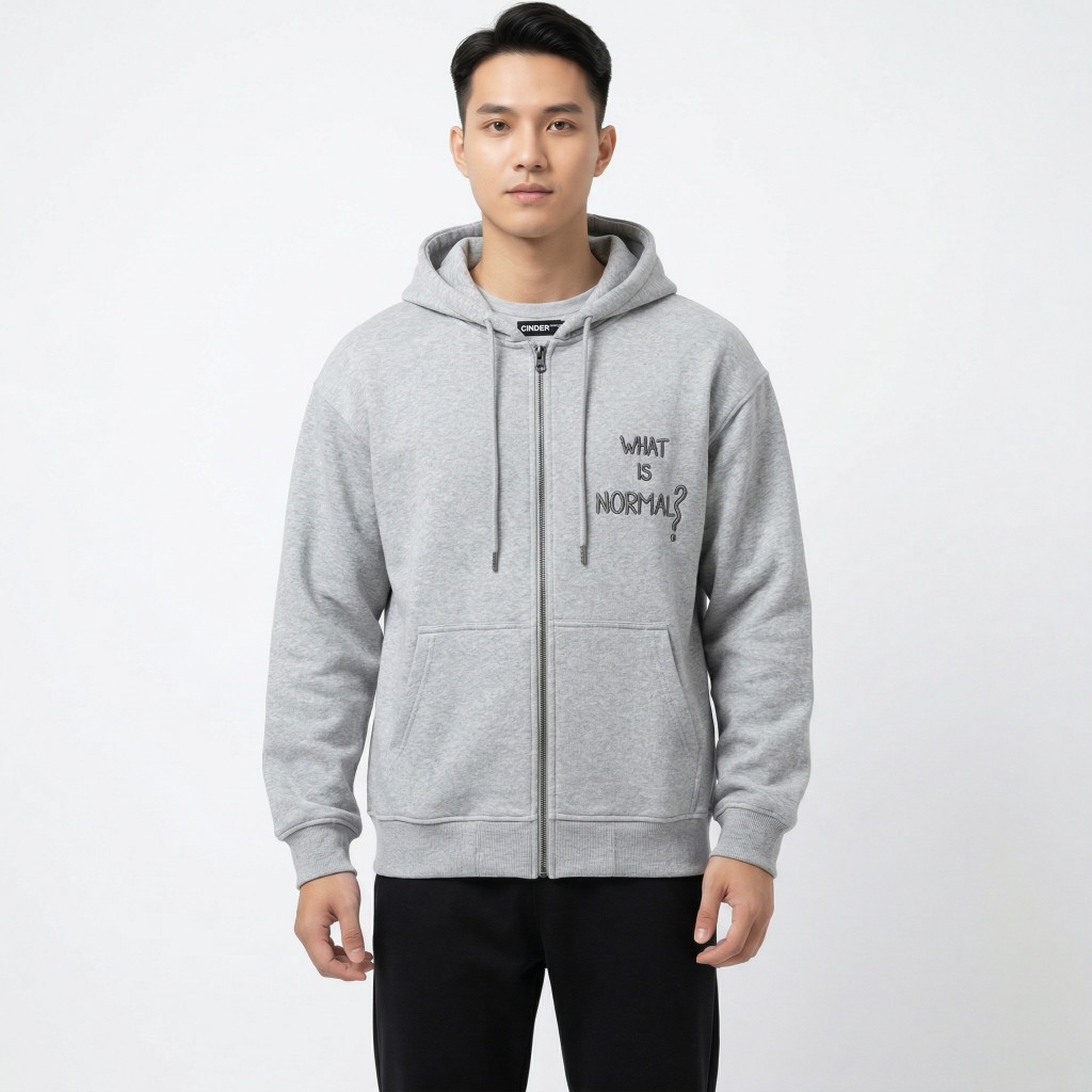 Áo Khoác Hoodie Zip Unisex NORMAL Nón 2 Lớp Tay Phồng Khóa Kéo Phao Vải Nỉ Chính Dày Dặn - FAGU