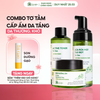 Bộ Chăm Sóc Da 3 Bước Sữa Rửa Mặt Toner Kem Dưỡng Tơ Tằm Dưỡng Ẩm Da Cỏ Mềm