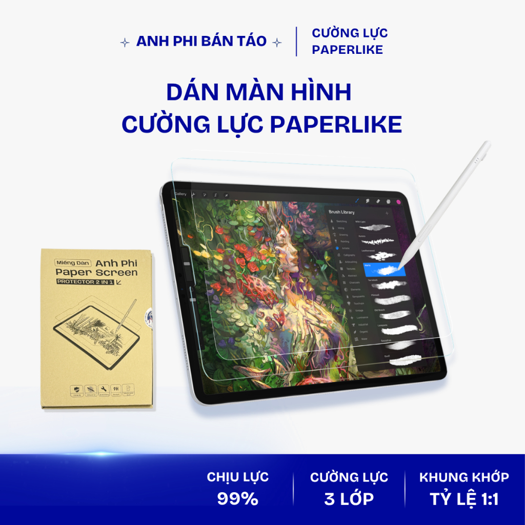 Kính Cường Lực Paperlike iPad Anh Phi Duo Screen | 2in1 Bảo Vệ & Viết Vẽ Như Giấy, Dùng Cho iPad Gen