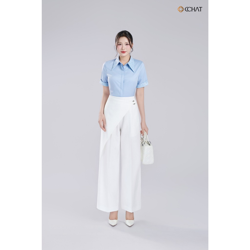 Áo Sơ Mi Nữ 𝐂𝐂𝐇𝐀𝐓 Dáng Suông Nari Phối Ren Chất Liệu Cao Cấp 16FNT8055ST | BigBuy360 - bigbuy360.vn