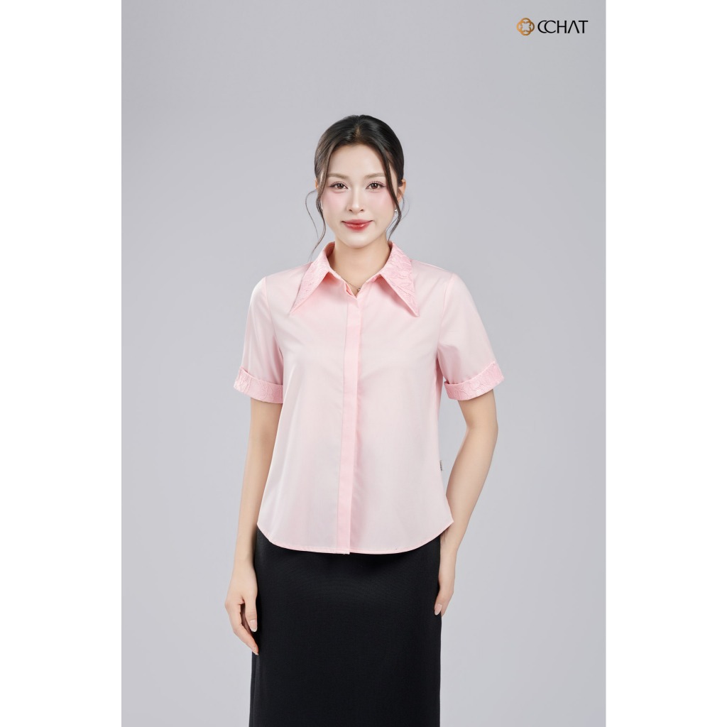 Áo Sơ Mi Nữ 𝐂𝐂𝐇𝐀𝐓 Dáng Suông Nari Phối Ren Chất Liệu Cao Cấp 16FNT8055ST | BigBuy360 - bigbuy360.vn